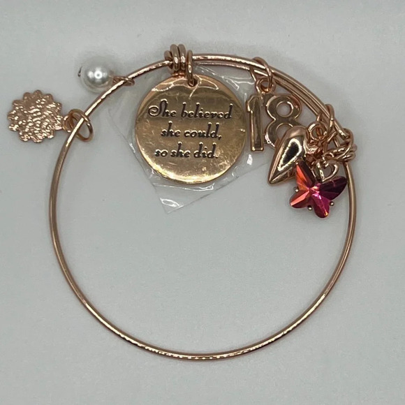 MOOHAM Charm Bangle Bracelet : “she believed she could so she did” - Picture 3 of 3